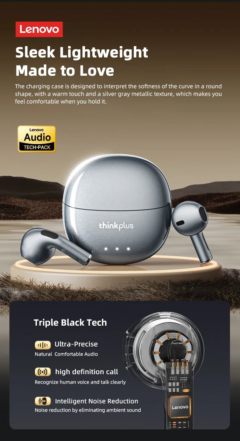 Original Lenovo LP2 Pro TWS Bluetooth Earphones Gaming Headset Sports Music Earbud Noise Cancellation HD Call Wireless Headphone